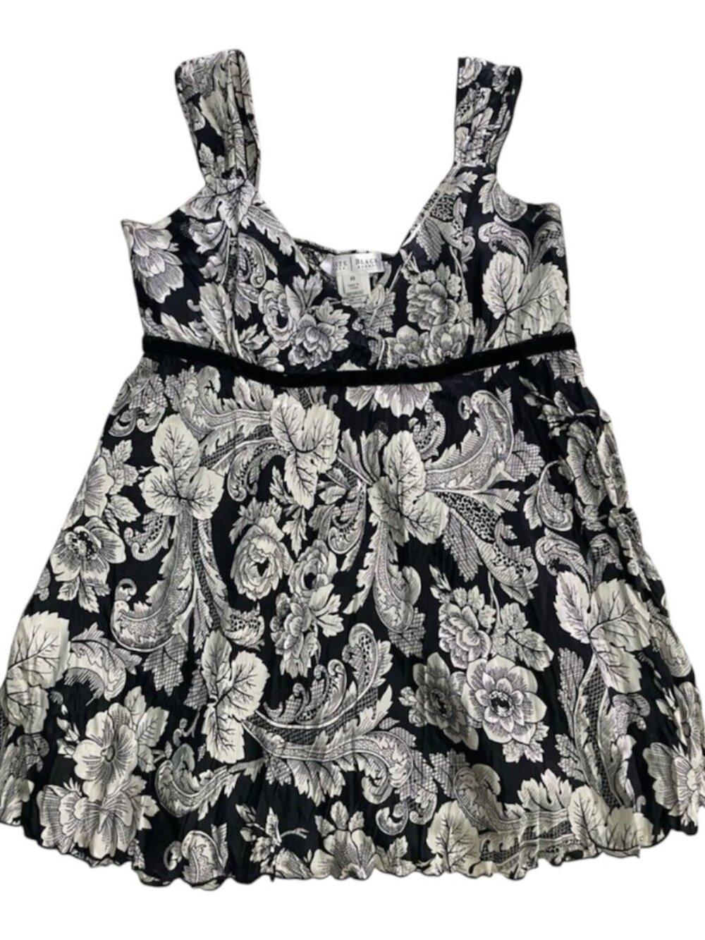 White House Black Market Silk Tank Black White XS
